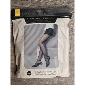Fleece Lined Tights Women Black Warm Sheer Fleece